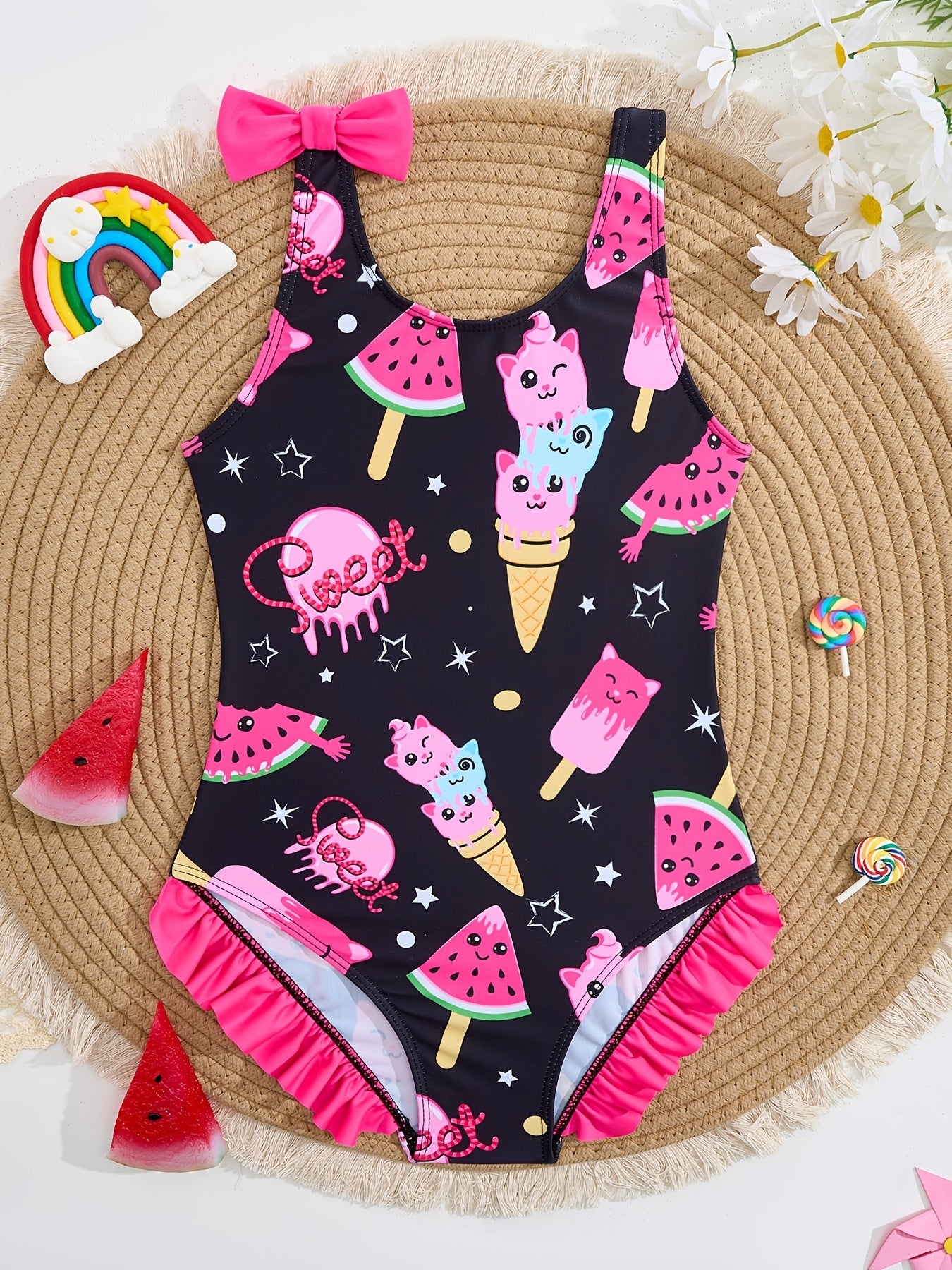 Girls One Pieces Swimsuit Cute Swimwear Bathing Suits 3-8 Years
