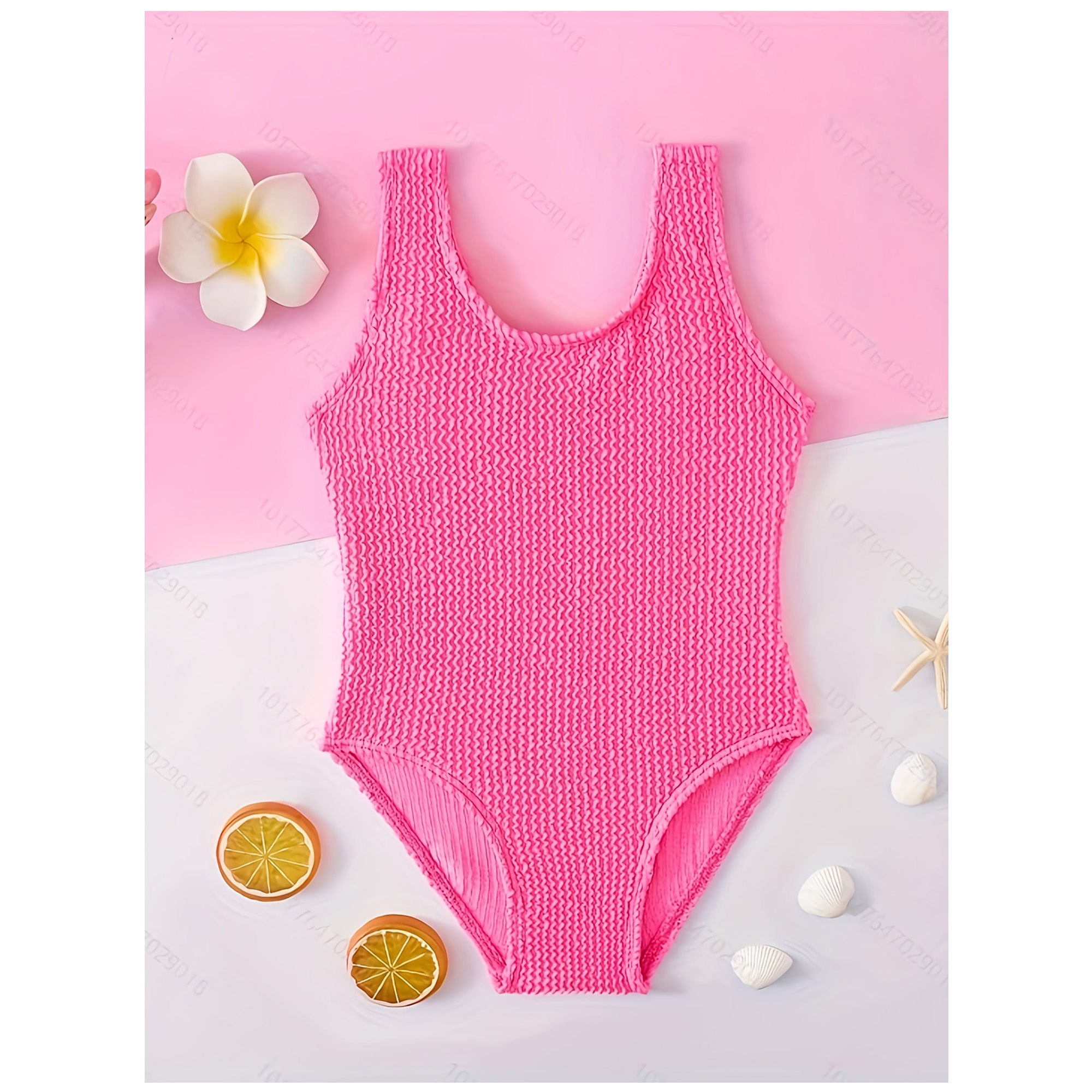 Girl Swimsuit One Piece Bathing Suit for Girls Solid Color Ruched Adjustable Straps Padded Swimwear 3-8 Years