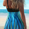 Womens Tankini Swimdress with Boyshorts Two Piece V Neck Bowknot Halter Bathing Suit Dress