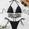 Women's Triangle Bikini Tie Side Whip Stitch String Bikini Two Piece Swimsuit Bathing Suits