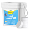 50 lbs 3 Inch Stabilized Chlorine Tablets for Sanitizing Swimming Pools, Slow Dissolving 90% available chlorine