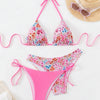 Women's 3 Piece Layering Swimsuit Sexy Solid Color Bathing Swimwear Halter String Triangle Bikini Sets