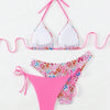 Women's 3 Piece Layering Swimsuit Sexy Solid Color Bathing Swimwear Halter String Triangle Bikini Sets