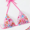 Women's 3 Piece Layering Swimsuit Sexy Solid Color Bathing Swimwear Halter String Triangle Bikini Sets