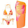 Women's 3 Piece Swimsuits Floral Bikini Sets Sexy Bathing Suit with Beach Cover Up Skirt