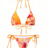 Women's 3 Piece Swimsuits Floral Bikini Sets Sexy Bathing Suit with Beach Cover Up Skirt