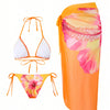 Women's 3 Piece Swimsuits Floral Bikini Sets Sexy Bathing Suit with Beach Cover Up Skirt