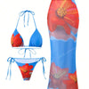 3 Piece Bikini Sets for Women Sexy Triangle Swimsuit O-Ring Bathing Suit Cover Up Long Skirt Beachwear Resort Outfit