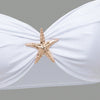 3 Piece Swimsuits for Women Sexy Summer Gold Off-Shoulder Bikini Sets Cover Up Skirt Bathing Suit