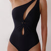 One Shoulder One Piece Swimsuit for Women Tummy Control Bathing Suits Modest Full Coverage Keyhole Swimwear
