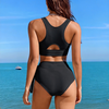 Women's Bikini Sets Two Piece Swimsuit Scoop Neck Tank Wide Straps Midkini Stitching