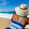 Women's High Waisted Bikini Ribbed Two Piece Swimsuit High Cut Color Block Adjustable Straps Bathing Suit