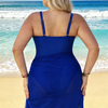 Womens One Piece Swimsuit Metal Modest Tummy Control Bathing Suit Slimming Full Coverage Mesh Swim Suits