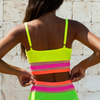 Women's High Waisted Bikini Sets Sporty Two Piece Swimsuits Color Block Cheeky High Cut Bathing Suits