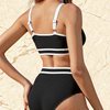 Women's High Waisted Bikini Sets Sporty Two Piece Swimsuits Color Block Cheeky High Cut Bathing Suits