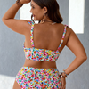 PLUS SIZE  Women's Push Up V Neck Bikini Sets Criss Cross Back Two Piece Bathing Suit