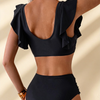 Womens High Waisted Bikini Sets Tummy Control Swimsuits Two Piece Full Coverage Cute Ruffle Bathing Suit