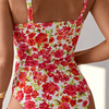 Women Tummy Control One Piece Swimsuit - 2026 Floral Print Bathing Suits Vintage Ruched Swimwear