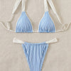 Women's Triangle Ruched Bikini Set Sexy Two Piece Swimsuit Halter Sliding Rings Bathing Suit
