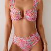 Women's Push Up V Neck Bikini Sets Criss Cross Back Two Piece Bathing Suit