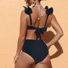 Womens Bikini Sets High Waisted Two Piece Swimsuit V Linked Textured Sexy High Cut Swim Bathing Suit