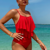 Womens Tankini Swimsuits Ruffled Tank Top Tummy Control Floral Modest Swimwear High Waisted Bikini