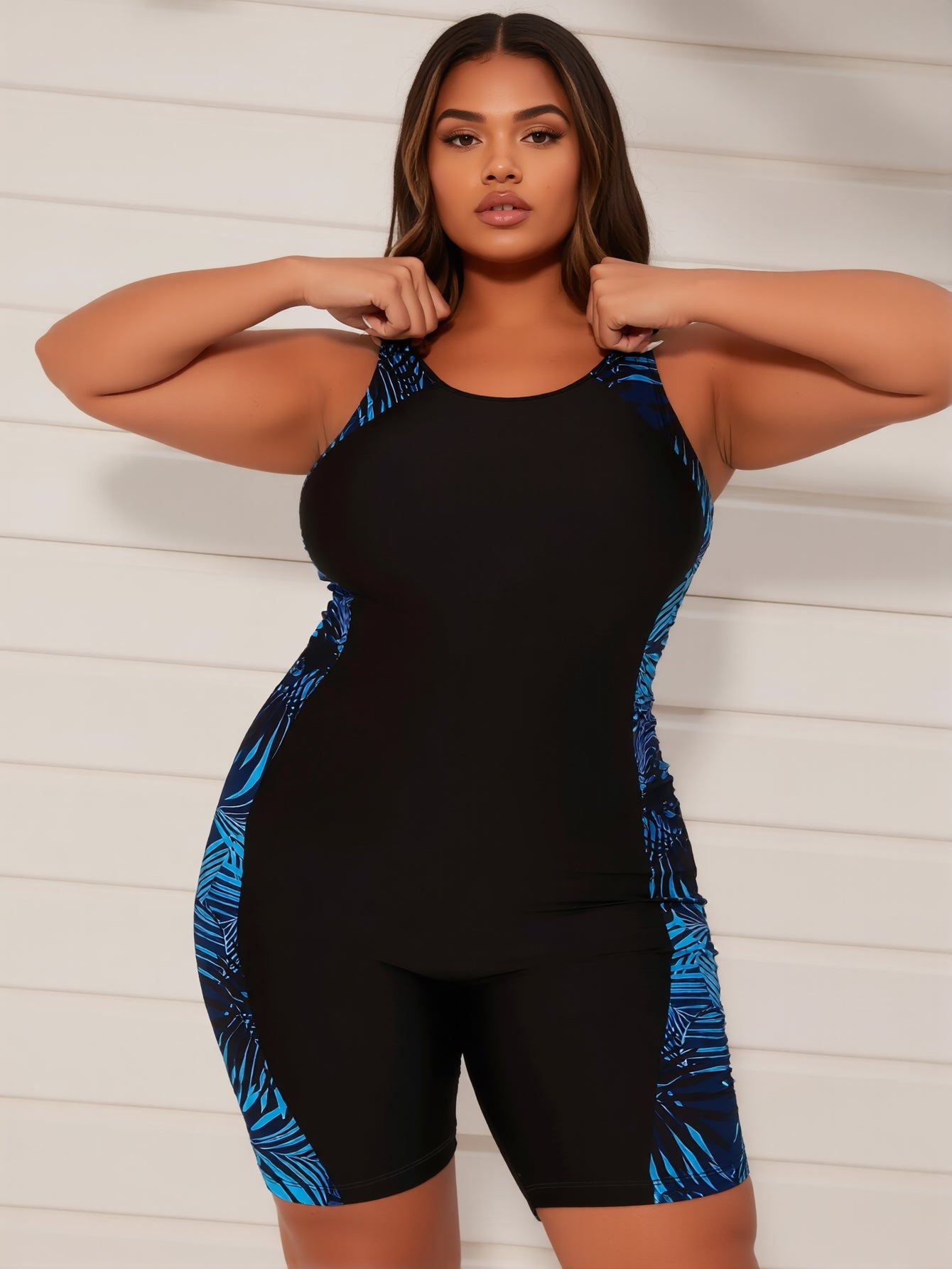 PLUS SIZE sand's coast Womens Boyleg One Piece Athletic Swimsuits with Shorts Sport Bathing Suit Racerback Swimwear Teens Girl