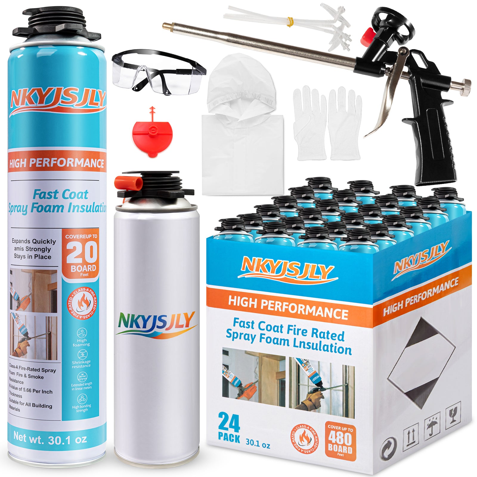 Spray Foam Insulation Kit 30.1 oz, Expanding Sealant, Closed Cell Spray Foam Heat Acoustic Insulation, High Density, Cleaner, Gun
