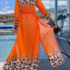 Sexy 3 Piece Swimsuits for Women Bikini Sets and Cover Up Cutout Sleeveless Halter Sheer Mesh Maxi Dress