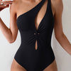 One Shoulder One Piece Swimsuit for Women Tummy Control Bathing Suits Modest Full Coverage Keyhole Swimwear