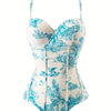 Women's One Piece Swimsuits with Cover Up Skirt Tummy Control V Neck Bathing Suits