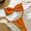 Womens Bandeau Bikini Sets Sexy Strapless Two Piece Swimsuit Cheeky High Cut Cute Textured Ladies Bathing Suit