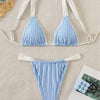 Women's Triangle Ruched Bikini Set Sexy Two Piece Swimsuit Halter Sliding Rings Bathing Suit