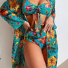 Sexy 3 Piece Swimsuits for Women Bikini Sets and Cover Up Halter Sheer Mesh Maxi Dress