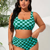 Plus size Women High Waisted Bikini Sets Color Block Summer Beach Vacation 2 Piece Bathing Suit Tummy Control Ribbed Swimsuit