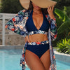 3 Piece Swimsuit with Cover Up Sexy Triangle Bikini Set Bathing Suit Beach Coverup