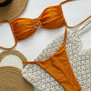 Womens Bandeau Bikini Sets Sexy Strapless Two Piece Swimsuit Cheeky High Cut Cute Textured Ladies Bathing Suit