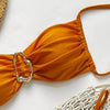 Womens Bandeau Bikini Sets Sexy Strapless Two Piece Swimsuit Cheeky High Cut Cute Textured Ladies Bathing Suit