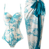 Women's One Piece Swimsuits with Cover Up Skirt Tummy Control V Neck Bathing Suits