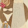 3pcs Bikini Swimsuits Bandeau 3 Piece Swimwear High Cut Bikini Sets with Long Sheer Coverup Dress