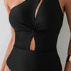 One Shoulder One Piece Swimsuit for Women Tummy Control Bathing Suits Modest Full Coverage Keyhole Swimwear