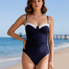 Women's Ribbed One Piece Swimsuits Color Block Tummy Control Bathing Suit Slimming 1 Piece Swimwear