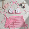 Women 3 Piece Swimsuits - Sexy Triangle Bikini Sets with Cover Up Halter String Suits