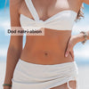 Women's 3 Piece One Shoulder Textured High Cut Bikini Set with Tie Side Cover Ups