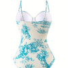 Women's One Piece Swimsuits with Cover Up Skirt Tummy Control V Neck Bathing Suits