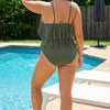 Womens Tankini Swimsuits Ruffled Tank Top Tummy Control Floral Modest Swimwear High Waisted Bikini