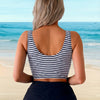 Women's Striped Bikini Sets Halter Top and Fold Over Shorts Two Piece Bathing Suit