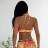 Women's 3 Piece Swimsuit Floral Halter Bikini Set Beach Vacation Bathing Suit with Drawstring Cover Up Skirt