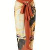 One Piece Bathing Suit for Women with Beach Cover up Wrap Skirt Swimsuit Sarong Retro Floral Print Bikini Set
