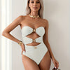 Women's Metallic Starfish Cut Out Strapless Bandeau Swimsuit